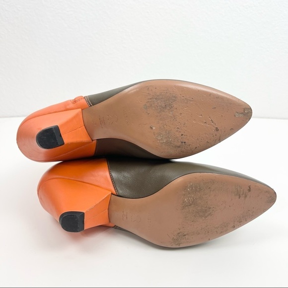 M by MISSONI Orange and Khaki Green Two-Tone Ankle Booties with Zippers, EU 37 - Picture 6 of 10